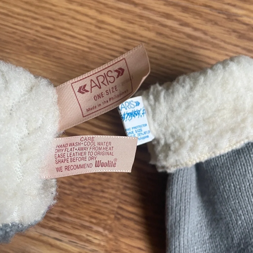 Aris Womens Winter Fleece Lined Warm Cuffed Knit Suede Mittens Gloves Thick